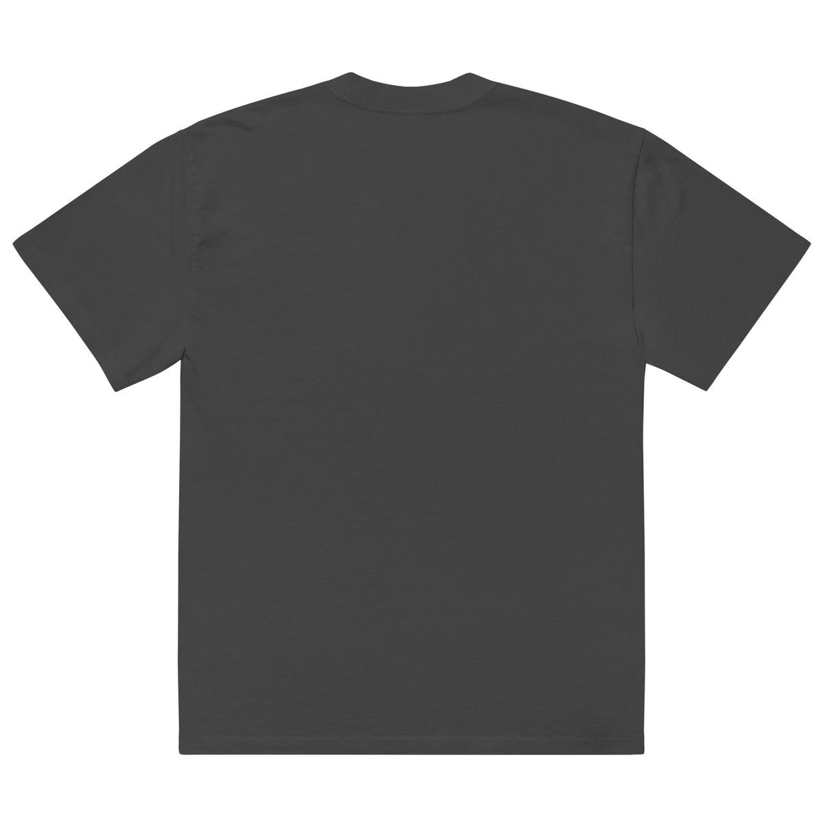 Back mockup of the charcoal Still Learning tee, showing a plain back.