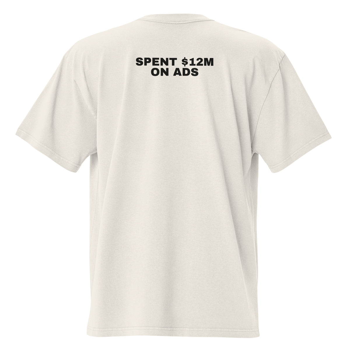Supplier mockup of the Faded Bone Hit $10M ARR heavyweight tee, back view, showing the oversized silhouette.